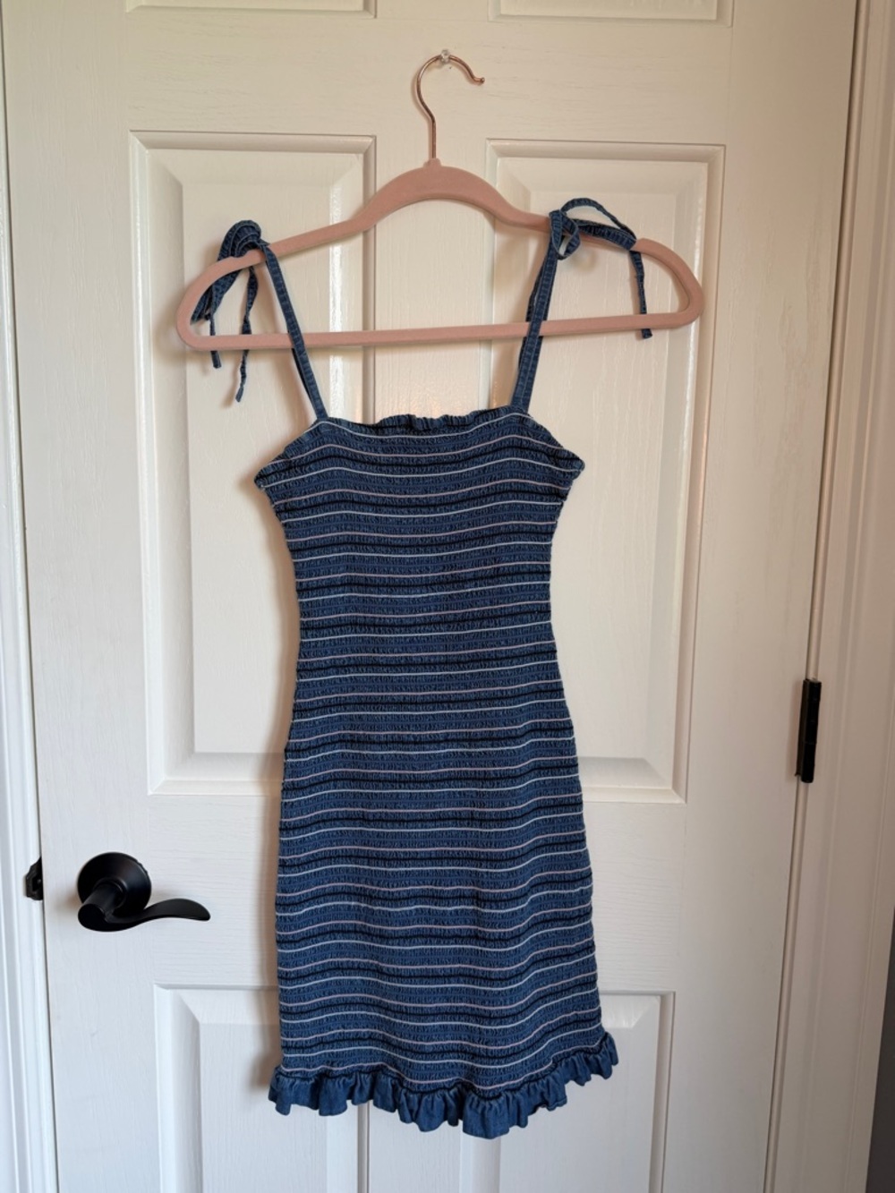 Derek Heart Navy Striped Tie-Shoulder Sundress